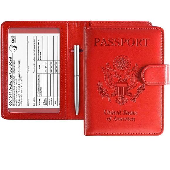 NEW Passport Holder Cover Wallet RFID Blocking PU Leather - Picture 4 of 7